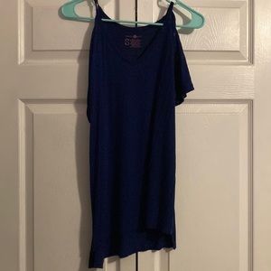 Blue cold shoulder shirt